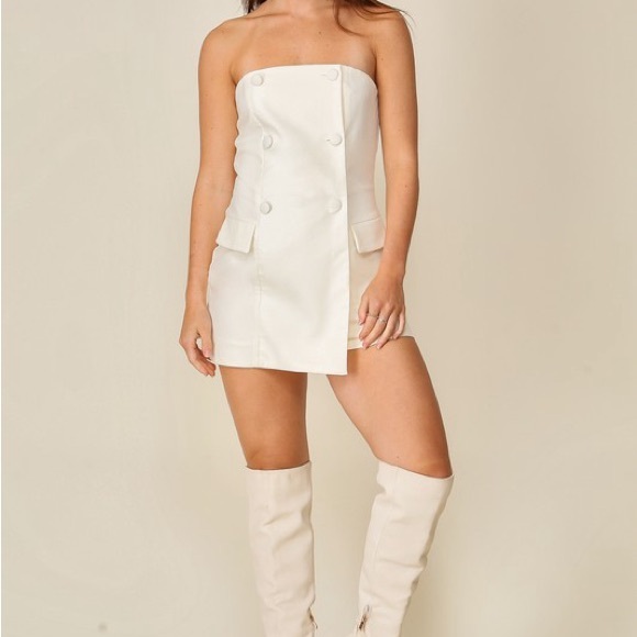 Elegant Strapless Cream Romper - Picture 8 of 16